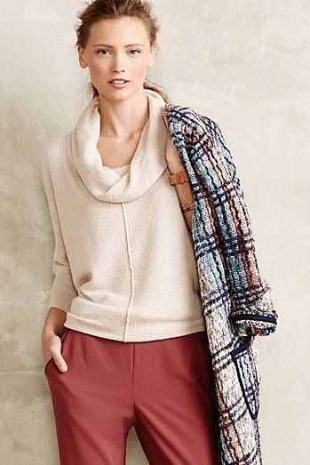 Anthropologie Field Flower Waffled Cowl Neck Sweater - Size S