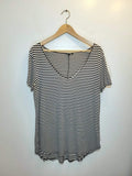 Dynamite Stripe V-neck Tee - Size L