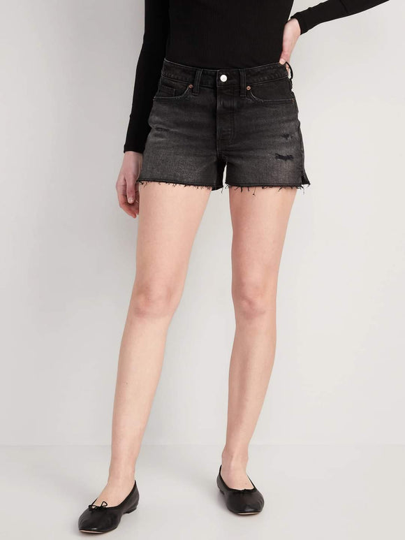 Levi's Hi Rise Button Fly Black Denim Shorts - Size 30