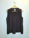 Nine West Sleeveless Vneck Front Pleat Blouse - Size M