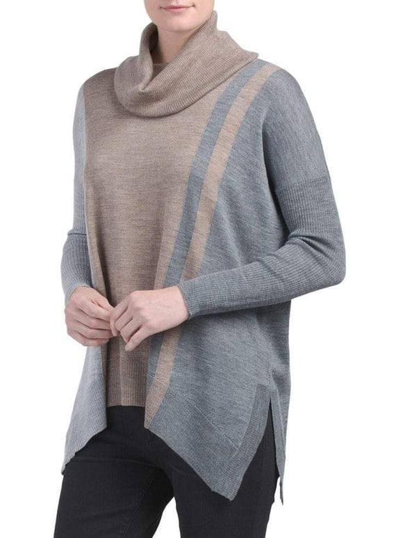 Ellen Tracy Merino Wool Color Block Sweater - Size L