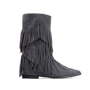 Jeffrey Campbell Mercutio Fringe Boots - Size 7.5