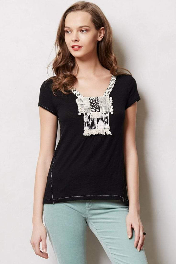 Anthropologie Meadow Rue Pom Pom Crest Tee - Size XS