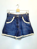 MAJE Crochet-Trimmed Denim Shorts - Size M