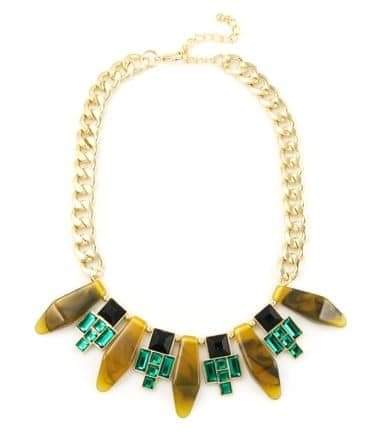 Baublebar Tortoise and Emerald Art Deco Collar Necklace