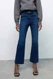 Zara Z1975 High Waist Mini Flare Jeans - Size 10