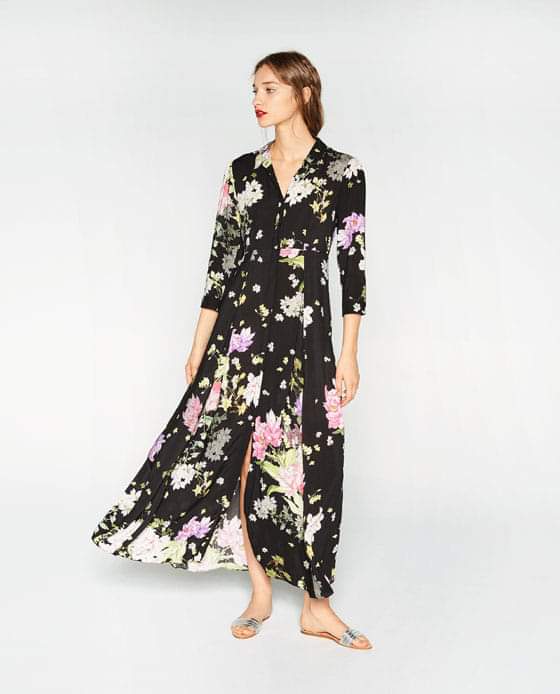 Zara Printed Flower Button Down Dress - Size S/M