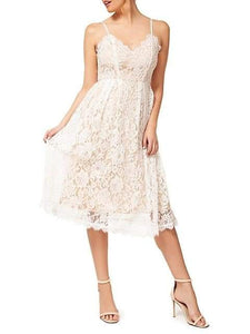 Dex Occasion Floral Lace Midi Fit & Flare Dress - Size S