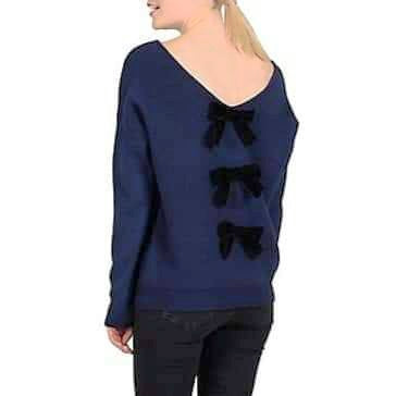 Molly Bracken Velvet Back Bow Sweater - Size S/M