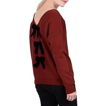 Molly Bracken Velvet Back Bow Sweater - Size XS/S