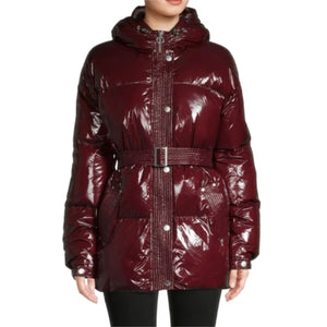 Noize Azzurra Patent Belted Puffer Jacket - Size M