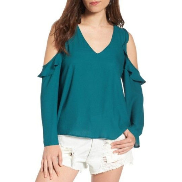 Lush Cold Shoulder Ruffle Top - Size S