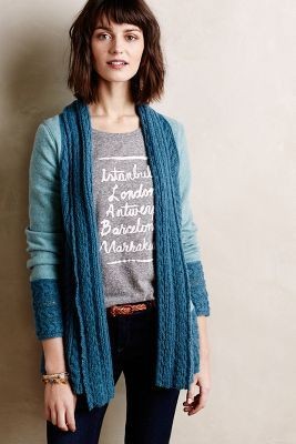 Knitted Knotted Regan Mix Stitch Cardigan - Size S