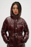 Noize Azzurra Patent Belted Puffer Jacket - Size M